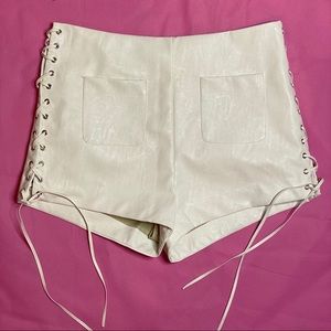 High-waited leather shorts